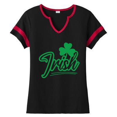 Irish Green Shamrock St Patricks Day Ladies Halftime Notch Neck Tee