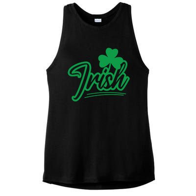 Irish Green Shamrock St Patricks Day Ladies PosiCharge Tri-Blend Wicking Tank