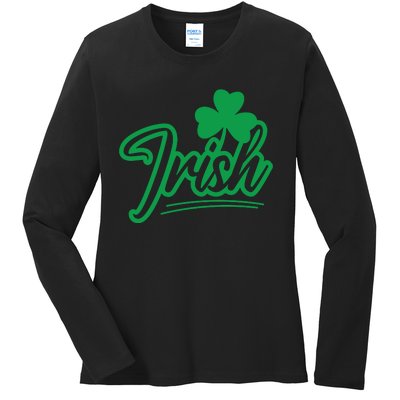 Irish Green Shamrock St Patricks Day Ladies Long Sleeve Shirt