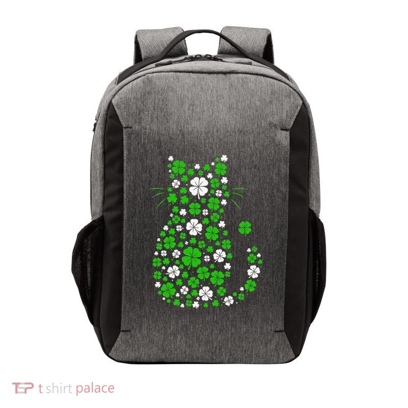 Irish Green Shamrock Lucky Clover St Patricks Day Cat Lover Gift Vector Backpack