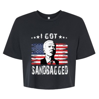 I Got Sandbagged Joe Biden Funny Quote Bella+Canvas Jersey Crop Tee