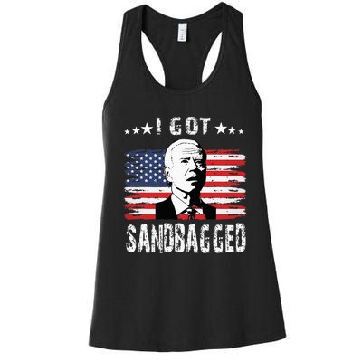 I Got Sandbagged Joe Biden Funny Quote Women's Racerback Tank