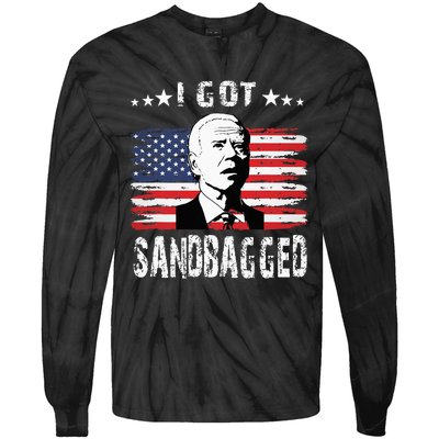 I Got Sandbagged Joe Biden Funny Quote Tie-Dye Long Sleeve Shirt