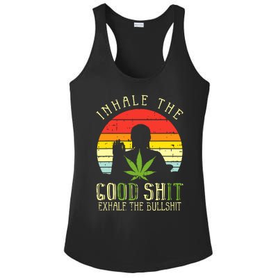 Inhale Good Shit Exhale Bullshit Weed Cannabis Yoga 420 Gift Ladies PosiCharge Competitor Racerback Tank