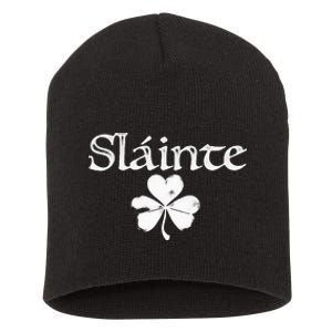 Irish Green Slainte Saint PaddyS Shamrock Good Health Short Acrylic Beanie