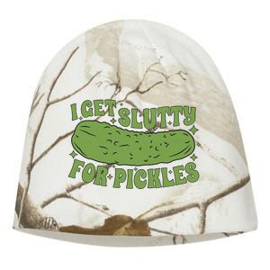 I Get Slutty For Pickles Funny Who Loves Pickles Apaprel Kati - Camo Knit Beanie