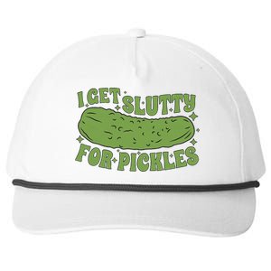 I Get Slutty For Pickles Funny Who Loves Pickles Apaprel Snapback Five-Panel Rope Hat