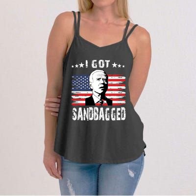 I Got Sandbagged Joe Biden Funny Quote Women's Strappy Tank