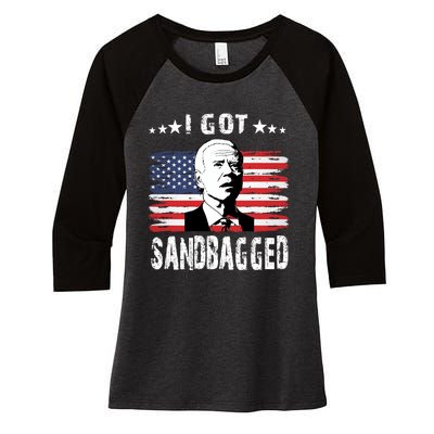 I Got Sandbagged Joe Biden Funny Quote Women's Tri-Blend 3/4-Sleeve Raglan Shirt