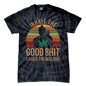 Inhale Good Shit Exhales Bullshit Weed Retro Cannabis Funny Tie-Dye T-Shirt