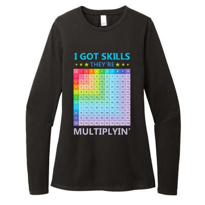 I Got Skills They're Multiplying Funny Math Teacher Womens CVC Long Sleeve Shirt