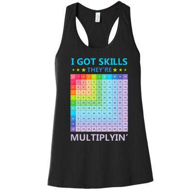 I Got Skills They're Multiplying Funny Math Teacher Women's Racerback Tank