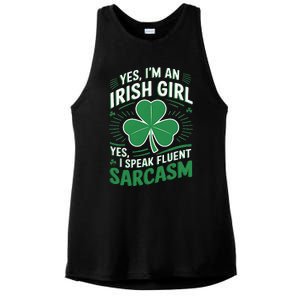 Irish Girl Speak Fluent Sarcasm Funny Ladies PosiCharge Tri-Blend Wicking Tank