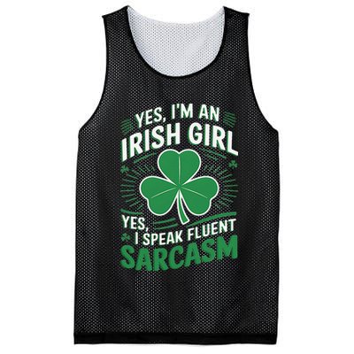 Irish Girl Speak Fluent Sarcasm Funny Mesh Reversible Basketball Jersey Tank