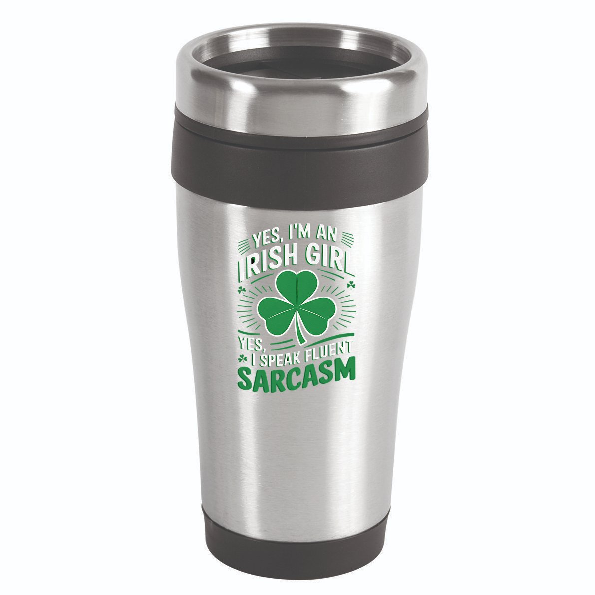 Irish Girl Speak Fluent Sarcasm Funny 16oz Travel Tumbler