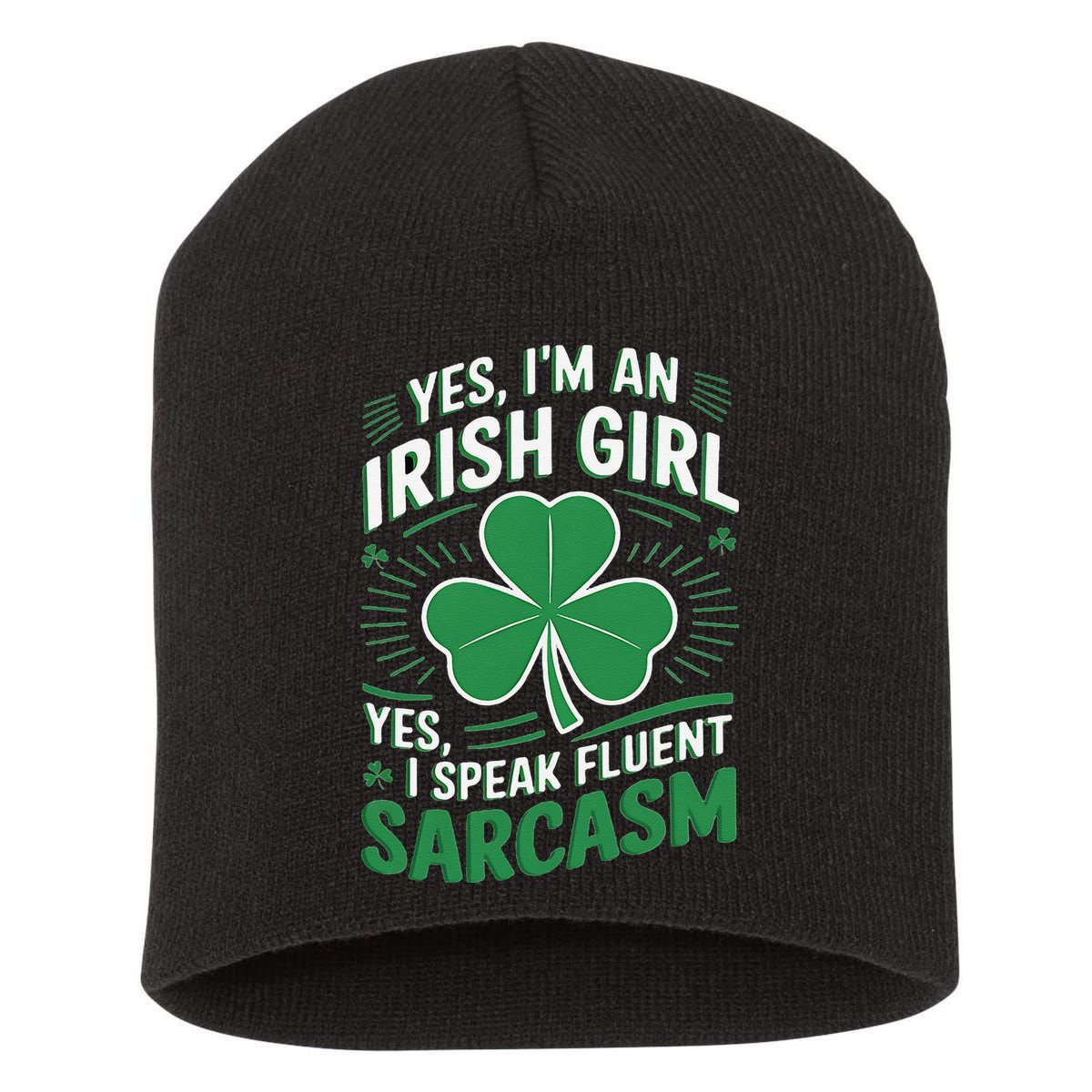Irish Girl Speak Fluent Sarcasm Funny Short Acrylic Beanie
