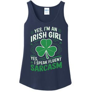 Irish Girl Speak Fluent Sarcasm Funny Ladies Essential Tank