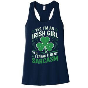 Irish Girl Speak Fluent Sarcasm Funny Women's Racerback Tank