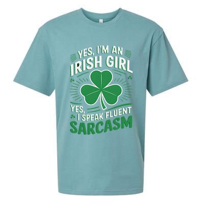 Irish Girl Speak Fluent Sarcasm Funny Sueded Cloud Jersey T-Shirt