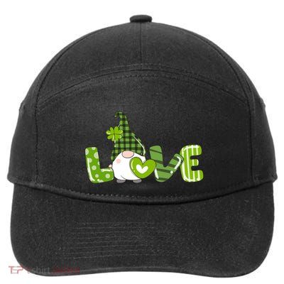 Irish Gnome Shamrock Heart Love St Patricks Day Gift 7-Panel Snapback Hat
