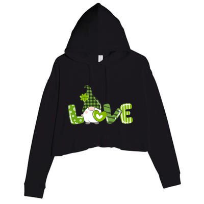 Irish Gnome Shamrock Heart Love St Patricks Day Gift Crop Fleece Hoodie