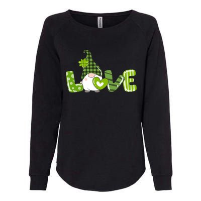 Irish Gnome Shamrock Heart Love St Patricks Day Gift Womens California Wash Sweatshirt