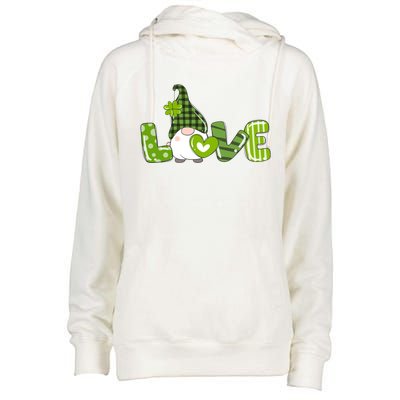 Irish Gnome Shamrock Heart Love St Patricks Day Gift Womens Funnel Neck Pullover Hood