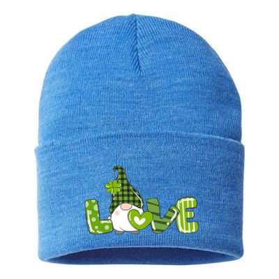 Irish Gnome Shamrock Heart Love St Patricks Day Gift Sustainable Knit Beanie