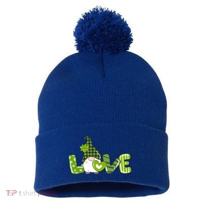 Irish Gnome Shamrock Heart Love St Patricks Day Gift Pom Pom 12in Knit Beanie