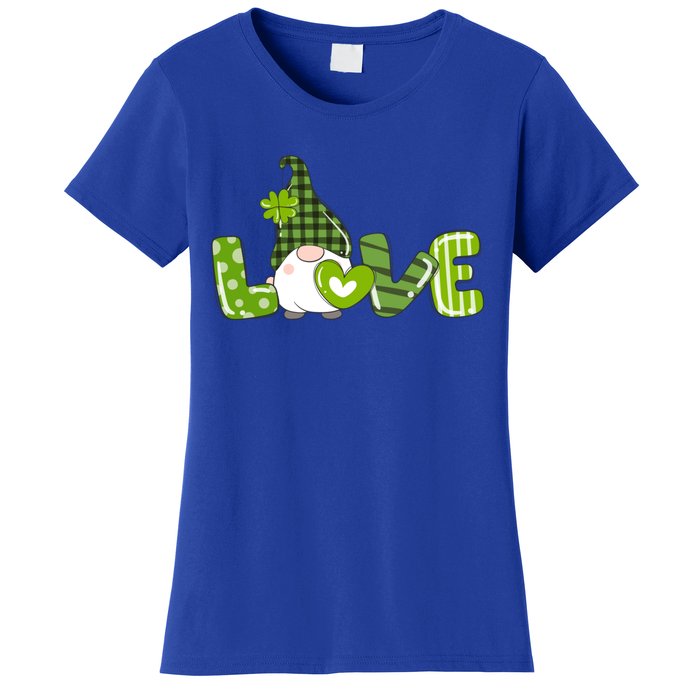 Irish Gnome Shamrock Heart Love St Patricks Day Gift Women's T-Shirt