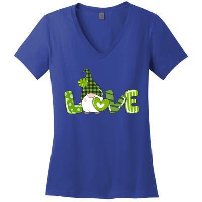 Irish Gnome Shamrock Heart Love St Patricks Day Gift Women's V-Neck T-Shirt