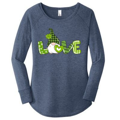 Irish Gnome Shamrock Heart Love St Patricks Day Gift Women's Perfect Tri Tunic Long Sleeve Shirt