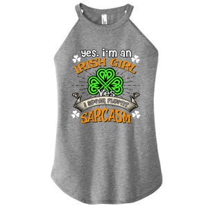 Irish Girl Speak Fluent Sarcasm Shamrock Happy St Paddys Day Women’s Perfect Tri Rocker Tank