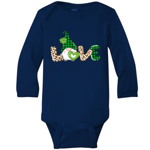 Irish Gnome, Shamrock, Heart, Love, St Patricks Day Baby Long Sleeve Bodysuit