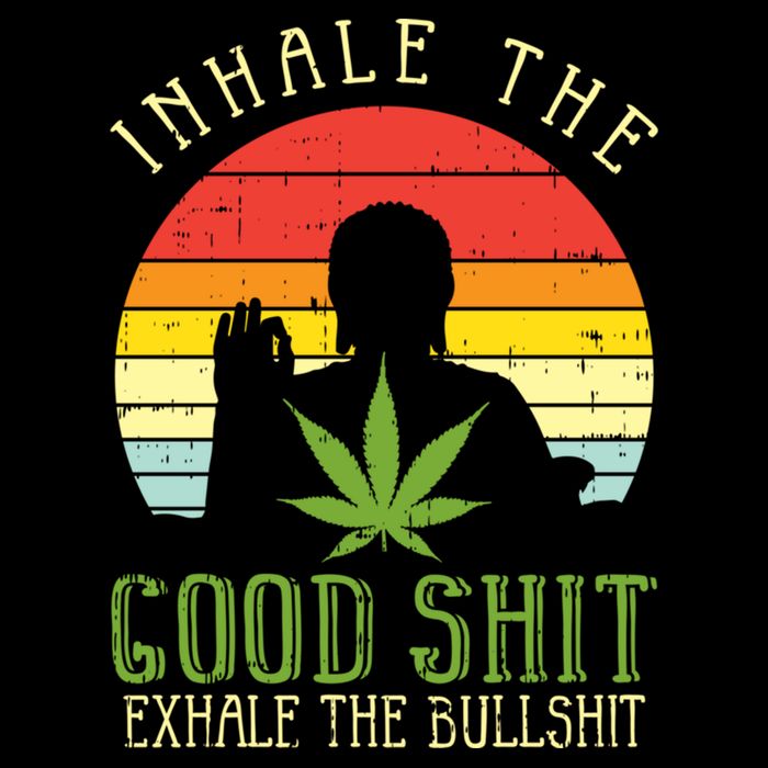 Inhale Good Shit Exhale Bullshit Weed Cannabis Yoga 420 Gift City Backpack