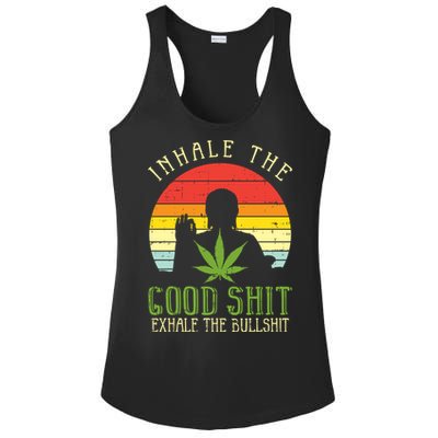 Inhale Good Shit Exhale Bullshit Weed Cannabis Yoga 420 Gift Ladies PosiCharge Competitor Racerback Tank