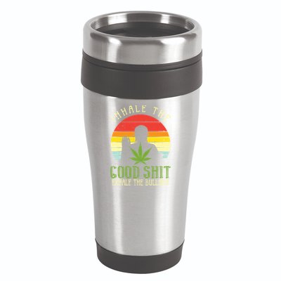 Inhale Good Shit Exhale Bullshit Weed Cannabis Yoga 420 Gift 16oz Travel Tumbler