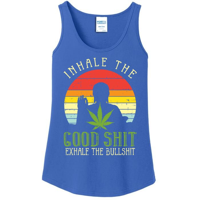 Inhale Good Shit Exhale Bullshit Weed Cannabis Yoga 420 Gift Ladies Essential Tank