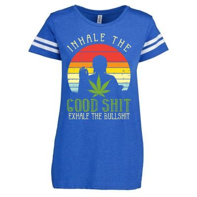 Inhale Good Shit Exhale Bullshit Weed Cannabis Yoga 420 Gift Enza Ladies Jersey Football T-Shirt