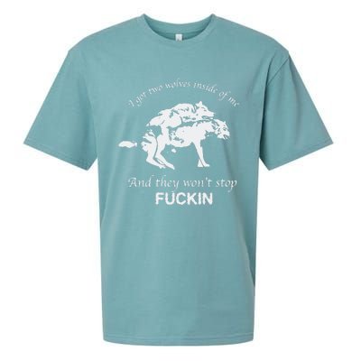 I Got Two Wolves Inside Of Me And They Won’T Stop Fuckin Sueded Cloud Jersey T-Shirt