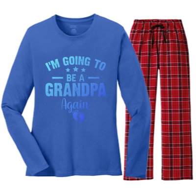 Im Going To Be A Grandpa Again Promoted To Grandpa Again Cute Gift Women's Long Sleeve Flannel Pajama Set 