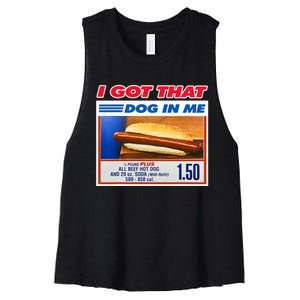 I Got That Dog In Me Funny Hotdog Meme Viral Quote Women's Racerback Cropped Tank