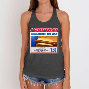 I Got That Dog In Me Funny Hotdog Meme Viral Quote Women's Knotted Racerback Tank