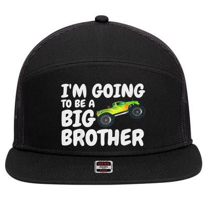 I'm Going To Be A Big Brother Announcement Monster Truck Car 7 Panel Mesh Trucker Snapback Hat