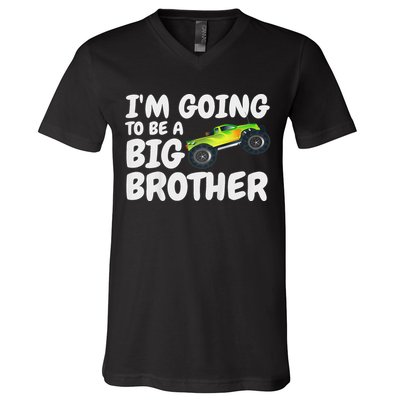 I'm Going To Be A Big Brother Announcement Monster Truck Car V-Neck T-Shirt