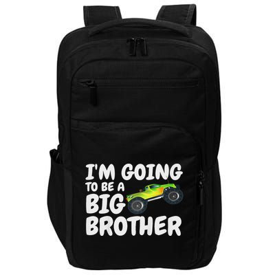 I'm Going To Be A Big Brother Announcement Monster Truck Car Impact Tech Backpack