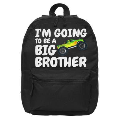 I'm Going To Be A Big Brother Announcement Monster Truck Car 16 in Basic Backpack
