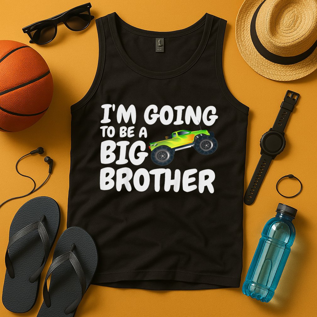 I'm Going To Be A Big Brother Announcement Monster Truck Car Tank Top