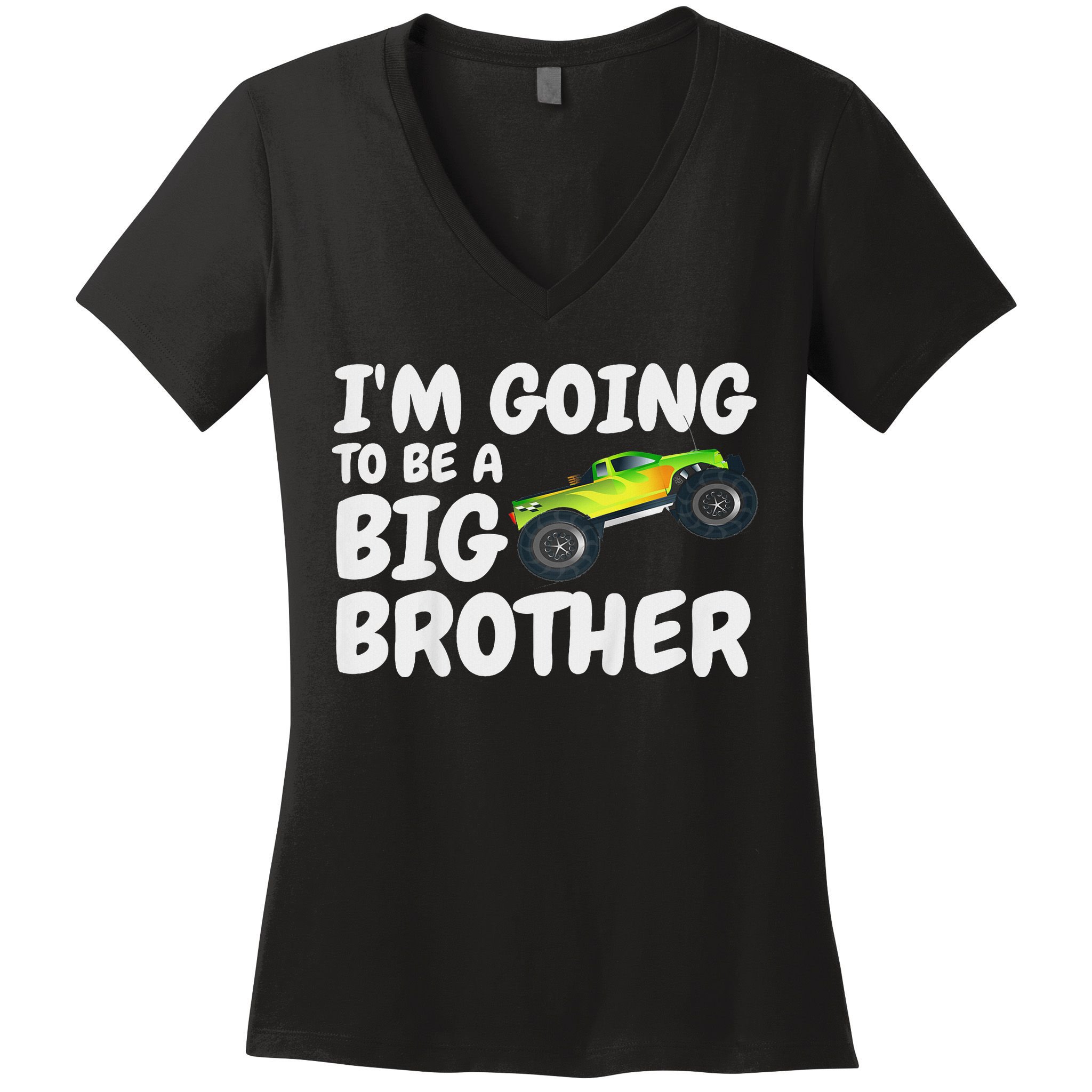 I'm Going To Be A Big Brother Announcement Monster Truck Car Women's V-Neck T-Shirt