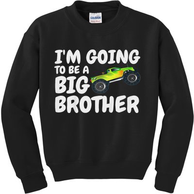 I'm Going To Be A Big Brother Announcement Monster Truck Car Kids Sweatshirt